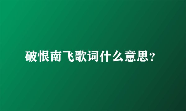 破恨南飞歌词什么意思？