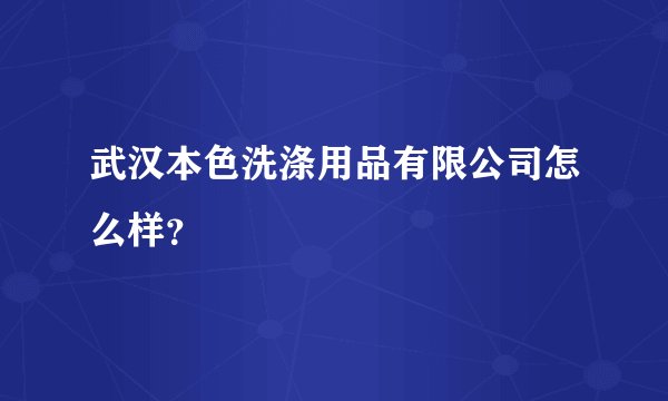 武汉本色洗涤用品有限公司怎么样?