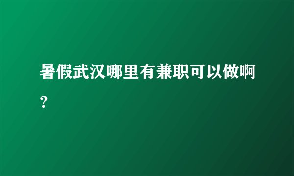 暑假武汉哪里有兼职可以做啊？