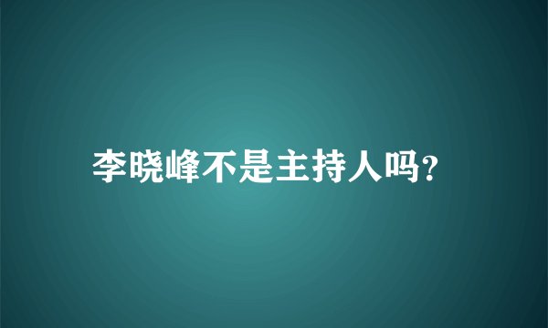 李晓峰不是主持人吗？