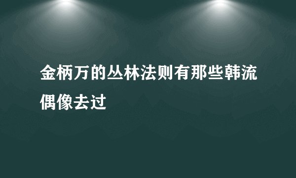 金柄万的丛林法则有那些韩流偶像去过