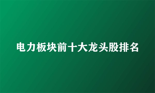 电力板块前十大龙头股排名