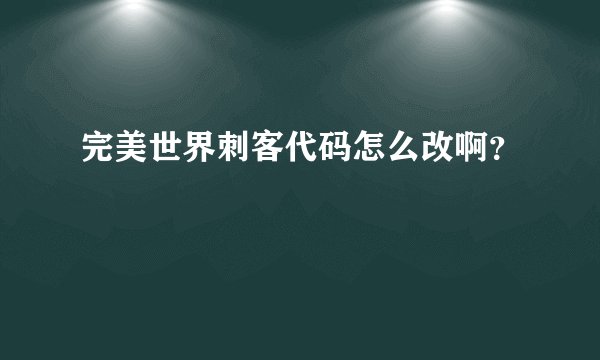 完美世界刺客代码怎么改啊？