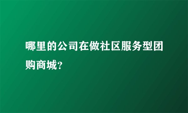 哪里的公司在做社区服务型团购商城？