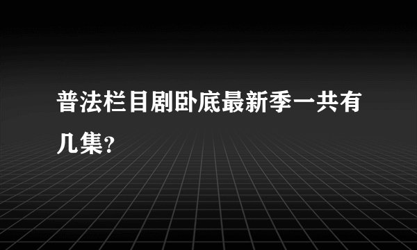 普法栏目剧卧底最新季一共有几集？