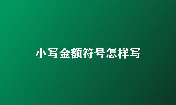 小写金额符号怎样写