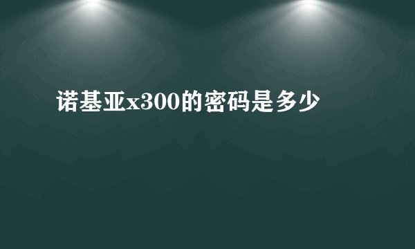 诺基亚x300的密码是多少