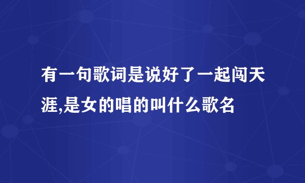 有一句歌词是说好了一起闯天涯,是女的唱的叫什么歌名