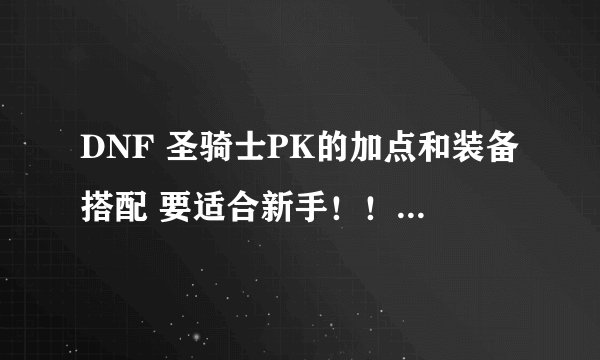 DNF 圣骑士PK的加点和装备搭配 要适合新手！！！！！！！！！！！！！