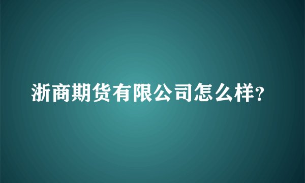 浙商期货有限公司怎么样？