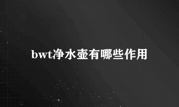 bwt净水壶有哪些作用