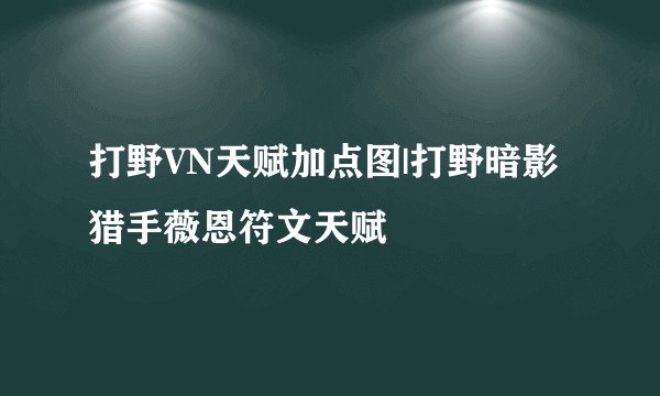 打野VN天赋加点图|打野暗影猎手薇恩符文天赋