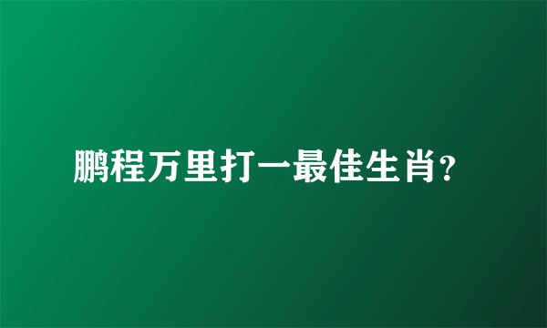 鹏程万里打一最佳生肖？