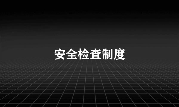 安全检查制度