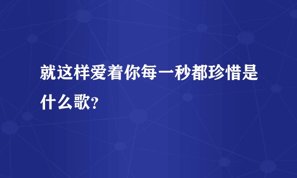 就这样爱着你每一秒都珍惜是什么歌？