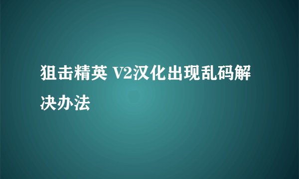 狙击精英 V2汉化出现乱码解决办法