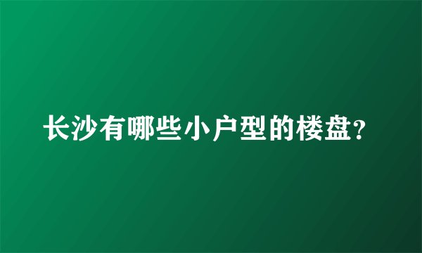 长沙有哪些小户型的楼盘？