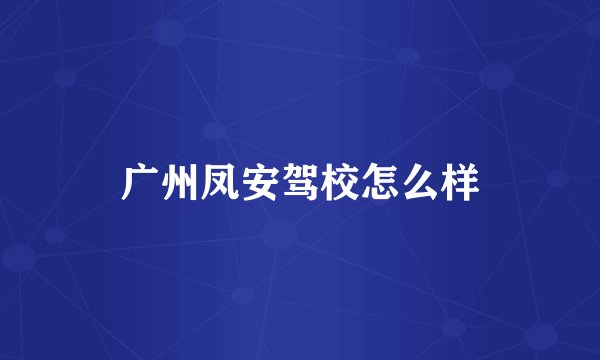 广州凤安驾校怎么样