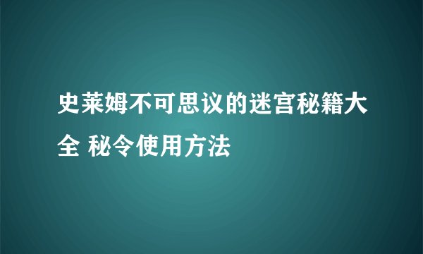 史莱姆不可思议的迷宫秘籍大全 秘令使用方法