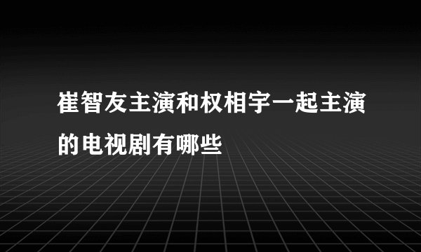 崔智友主演和权相宇一起主演的电视剧有哪些