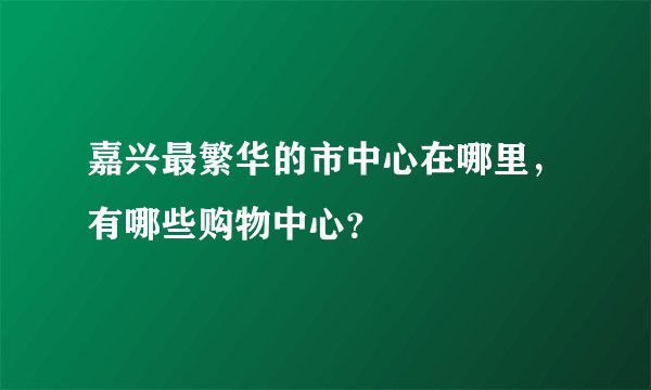 嘉兴最繁华的市中心在哪里，有哪些购物中心？