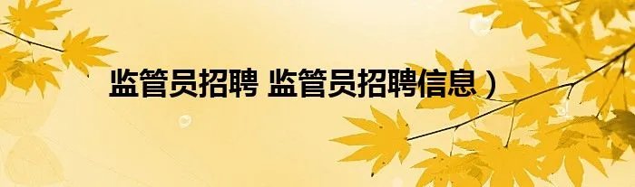 监管员招聘 监管员招聘信息）