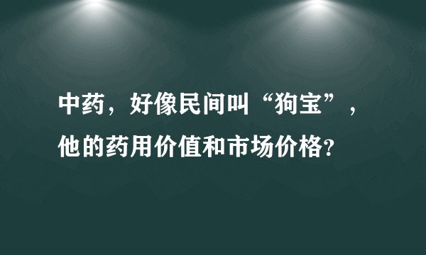 中药,好像民间叫“狗宝”,他的药用价值和市场价格?