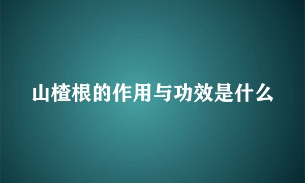 山楂根的作用与功效是什么
