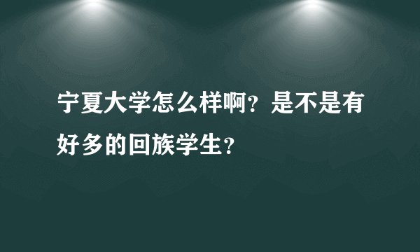 宁夏大学怎么样啊？是不是有好多的回族学生？