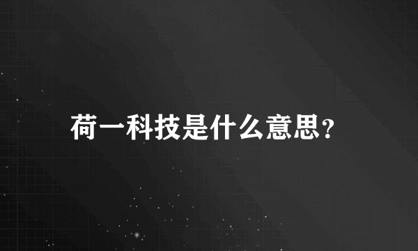 荷一科技是什么意思？