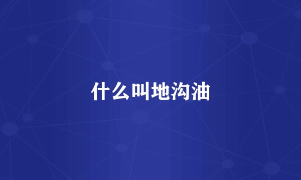 什么叫地沟油