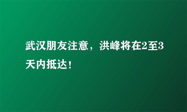 武汉朋友注意，洪峰将在2至3天内抵达！
