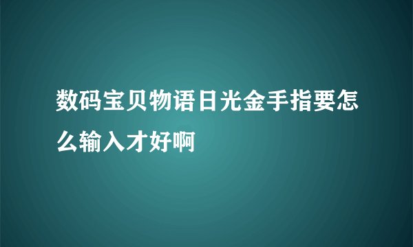 数码宝贝物语日光金手指要怎么输入才好啊