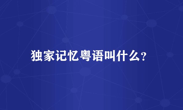 独家记忆粤语叫什么？