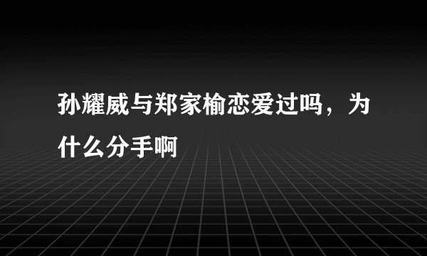 孙耀威与郑家榆恋爱过吗，为什么分手啊