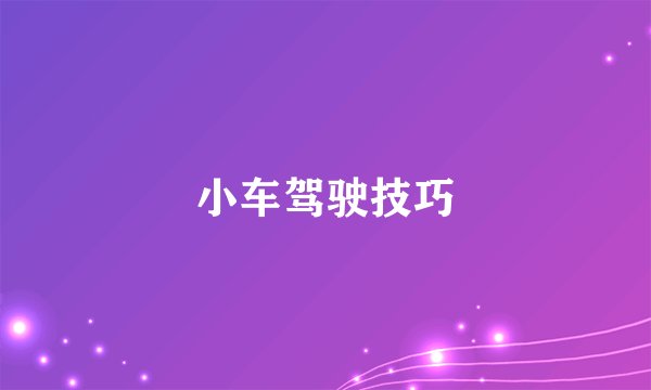 小车驾驶技巧