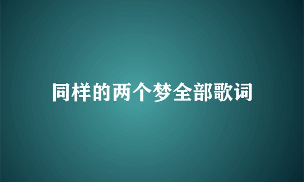 同样的两个梦全部歌词