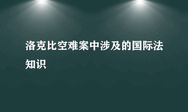 洛克比空难案中涉及的国际法知识