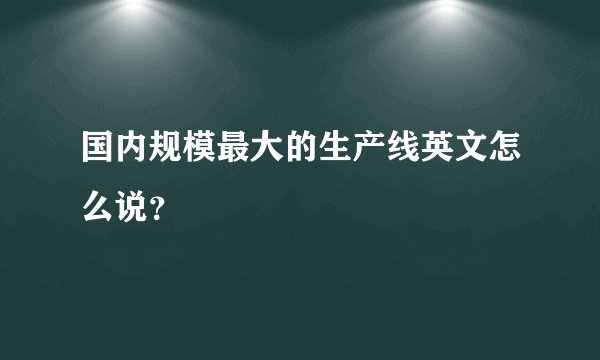国内规模最大的生产线英文怎么说？