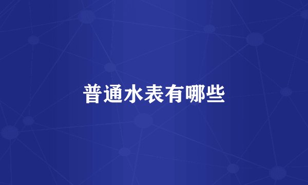 普通水表有哪些