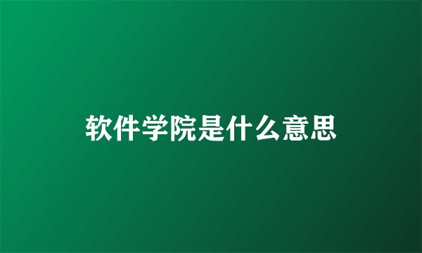 软件学院是什么意思