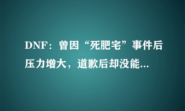 DNF：曾因“死肥宅”事件后压力增大，道歉后却没能获得玩家原谅