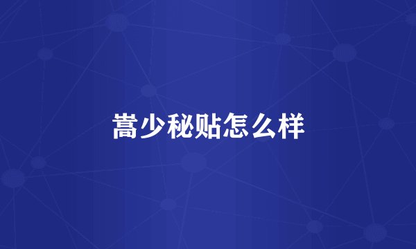 嵩少秘贴怎么样