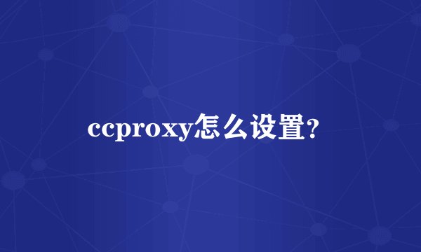ccproxy怎么设置?