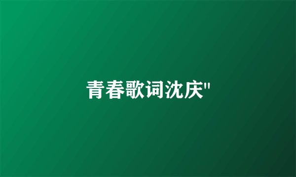 青春歌词沈庆