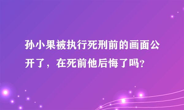 孙小果被执行死刑前的画面公开了，在死前他后悔了吗？