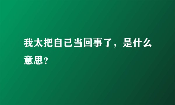 我太把自己当回事了，是什么意思？