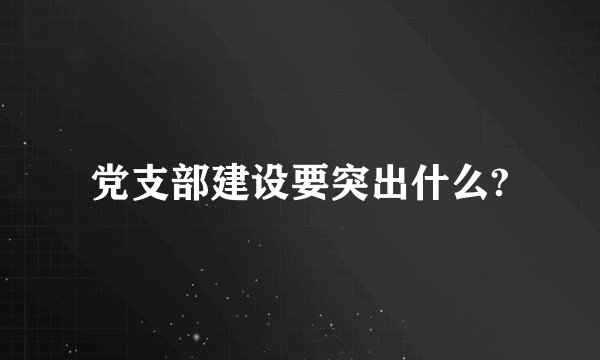 党支部建设要突出什么?