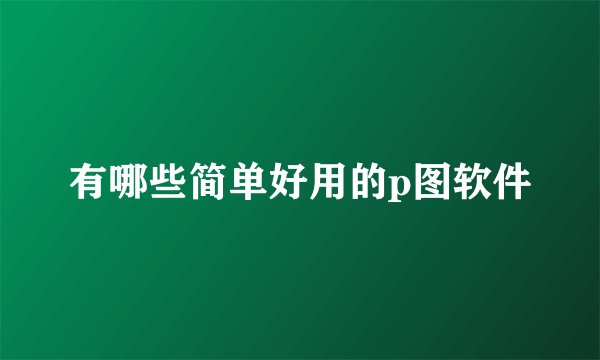 有哪些简单好用的p图软件