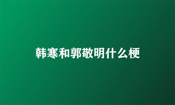 韩寒和郭敬明什么梗